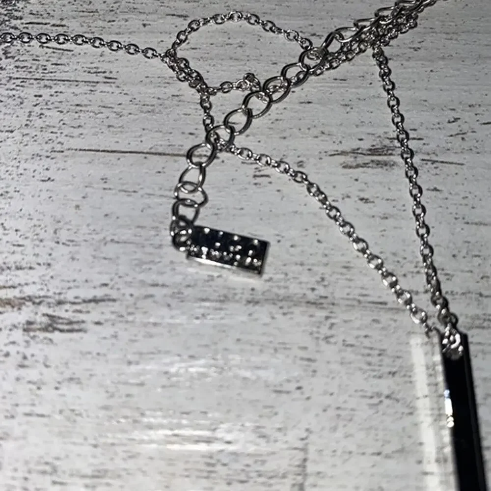 Nico New York Silver Bar Pendant Necklace Dainty Minimalist 18” + Extender NWT